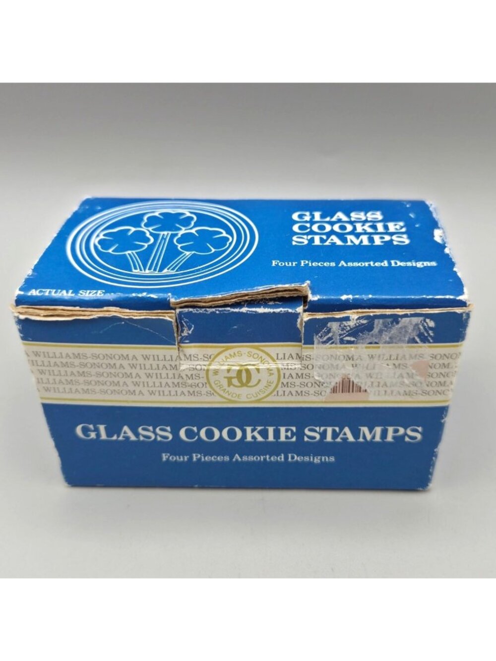 Williams-Sonoma Glass Cookie Stamps Four Assorted Designs In Box